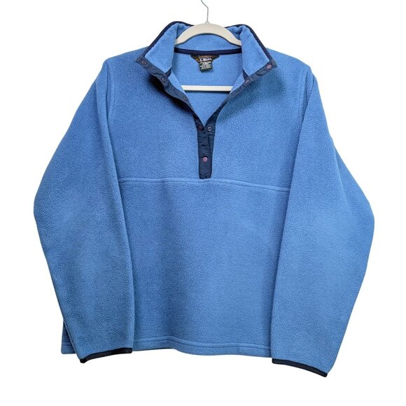 Vintage L.L.Bean Women’s M Blue Polartec Snap Fleece Pullover - Picture 2 of 10